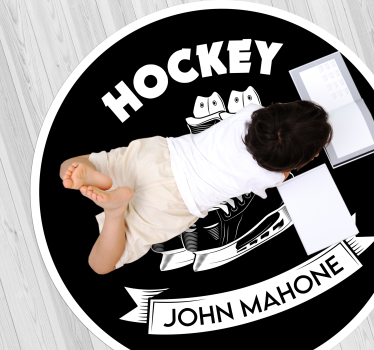 Skate ice hockey personalised vinyl rug - TenStickers