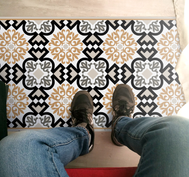 Snowflake black with border tile mat - TenStickers