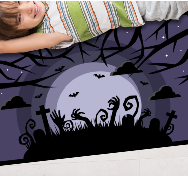 Spooky graveyard with the moon behind it halloween mats - TenStickers