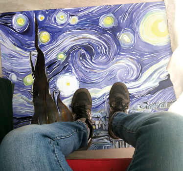 Starry Night Interpretation vintage vinyl rug - TenStickers