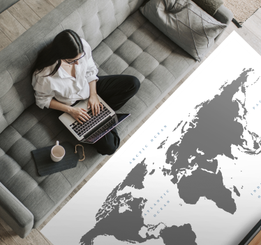 Stylized world map living room vinyl rug - TenStickers