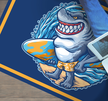Surfboard shark cartoon  contemporary rugs - TenStickers