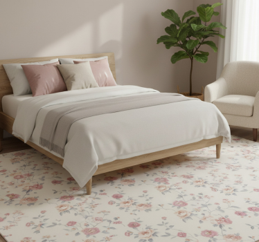 Textile floral print bedroom vinyl rug - TenStickers