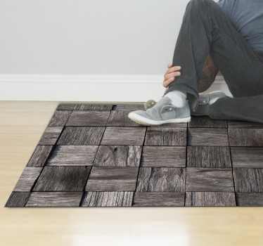 Grey squares design wood vinyl rug - TenStickers