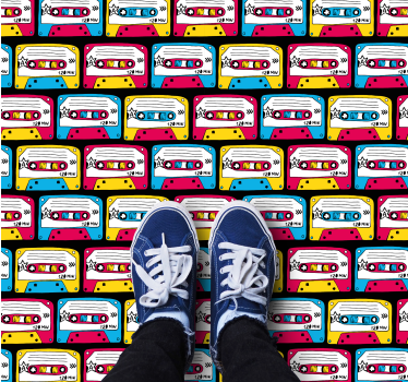 Textured vinyl rug retro audio cassettes - TenStickers