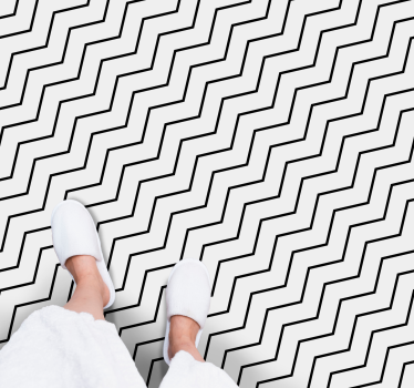 Thin black zig zag on beige background square rug - TenStickers