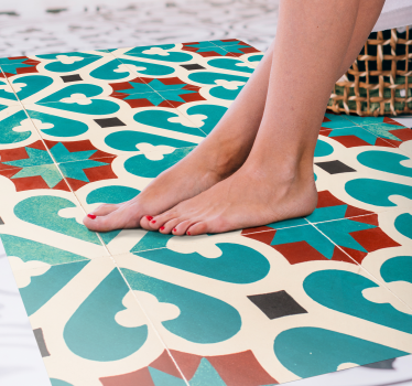 tiled floor with brown details contemporary rugs - TenStickers