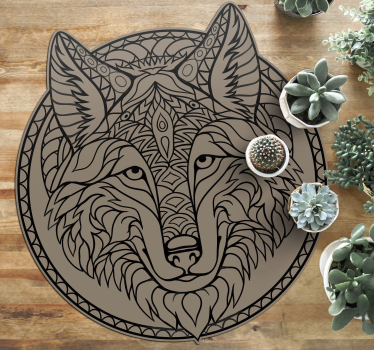 Tribal Wolf Head animal mat - TenStickers