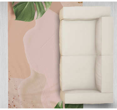 Tropical leaf blush living room vinyl rug - TenStickers