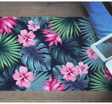 Tropical leaves and flowers nature carpet - TenStickers