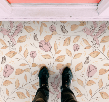 Tulips pattern beige colors flower rug - TenStickers