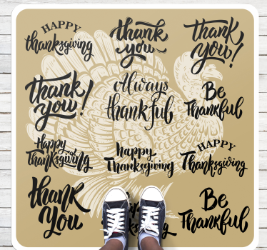 Turkey and thanksgiving quotes vinyl carpet - TenStickers