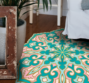 Turquoise and pink  mandala mat - TenStickers