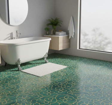 Turquoise bathroom vinyl rug - TenStickers