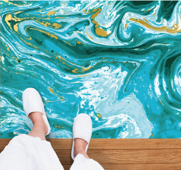 Turquoise marble effect painting contemporary rugs - TenStickers