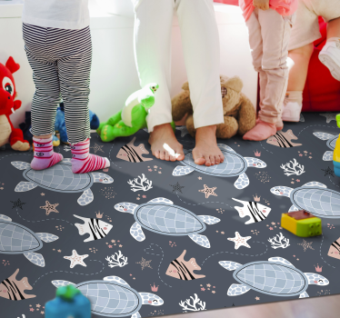 Turtles and fish under sea animal vinyl carpet - TenStickers