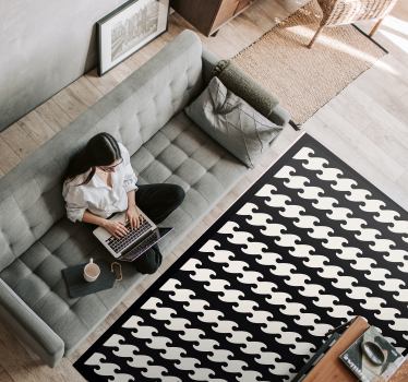 unusual shape black and white vinyl rug contemporary rugs - TenStickers