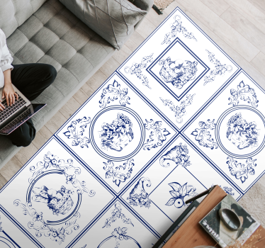 Vintage blue tiles tile mat - TenStickers