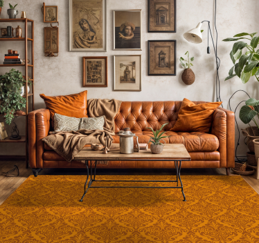 Vintage damask orange vinyl rug - TenStickers