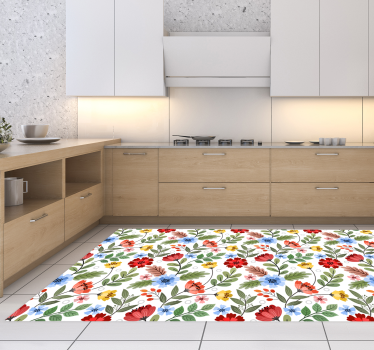 Vintage flower bouquet kitchen flooring - TenStickers