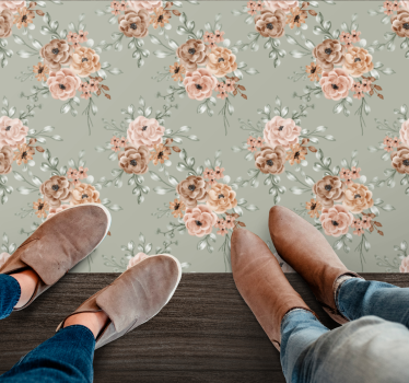 Vintage roses on mint green background flower rug - TenStickers