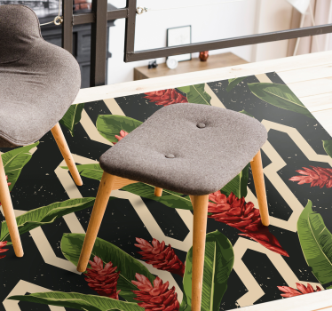 Vintage tropical leaves flower rug - TenStickers