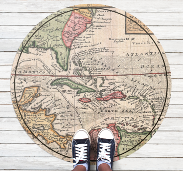 Vintage world map Carribean retro rug - TenStickers