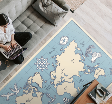 Vintage worldmap vinyl map rug - TenStickers