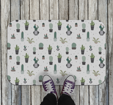 Vinyl carpet cactus salon in containers flower rug - TenStickers