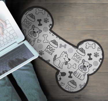 Vinyl rug drawings of dogs and food animal mat - TenStickers