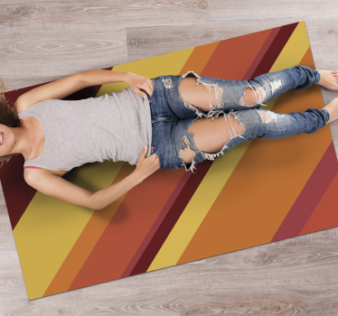 Warm retro stripes vintage vinyl rug - TenStickers
