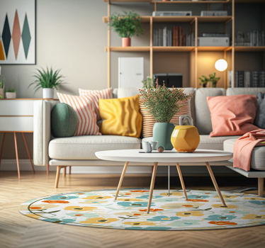 Watercolor Flowers nature vinyl rug - TenStickers
