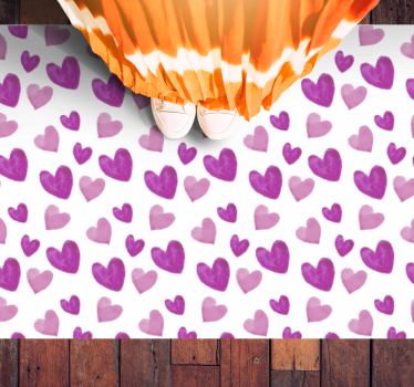 Watercolor pink hearts pattern nordic style rugs - TenStickers