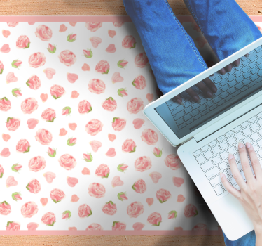 Watercolor roses in pink flower rug - TenStickers