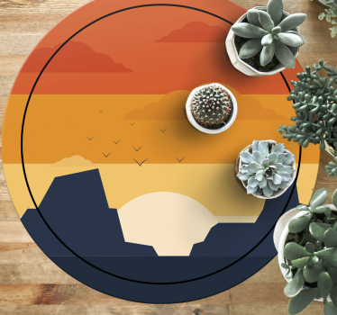 western sunset circular mat - TenStickers