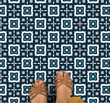 White and blue mosaic pattern tile mat - TenStickers