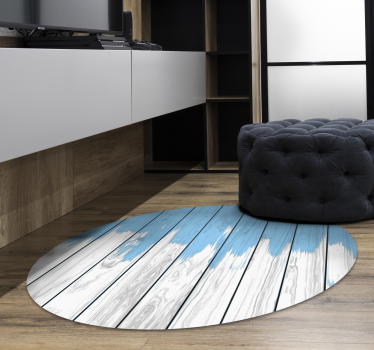 white and blue wood vinyl rug - TenStickers