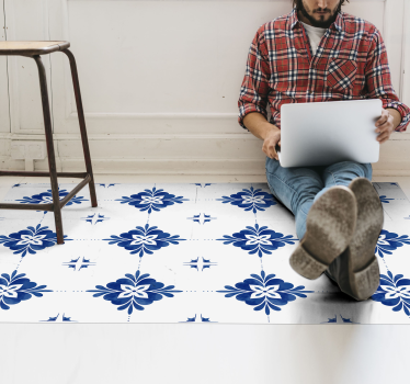 White and teal tile vinyl mat - TenStickers