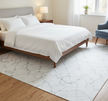 White cracked marble bedroom vinyl rug - TenStickers