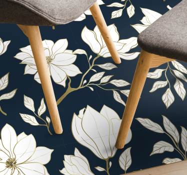 White flowers pattern nature carpet - TenStickers
