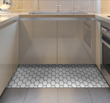 White hexagonal tiles kitchen flooring - TenStickers