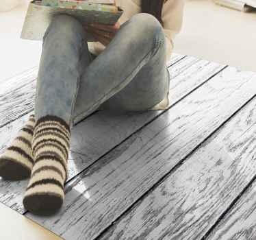 White vintage wood vinyl rug - TenStickers