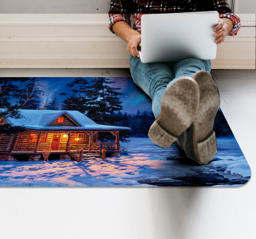Winter land with cottage Christmas rug - TenStickers