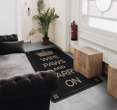 Wipe paws and carry on  text vinyl rug - TenStickers