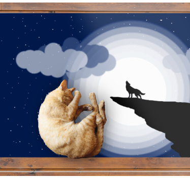 Wolf silhouette moon behind contemporary rugs - TenStickers