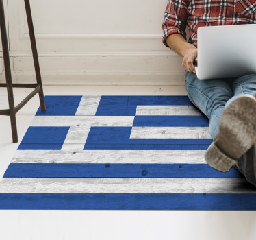 Wooden Greek Flag vinyl rug - TenStickers