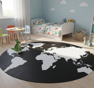 World map vinyl rug circular world map decor - TenStickers