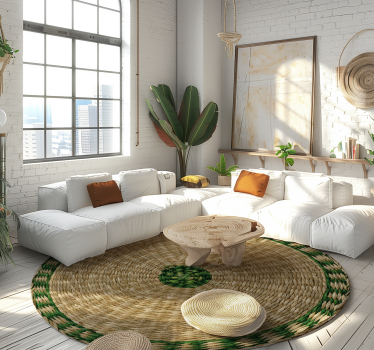 Woven round texture vinyl wood vinyl rug - TenStickers