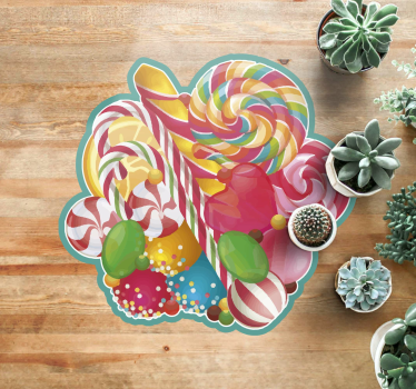Wrapped candy Christmas rug - TenStickers