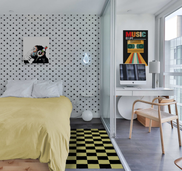 Yellow and black chess board geometric rug - TenStickers